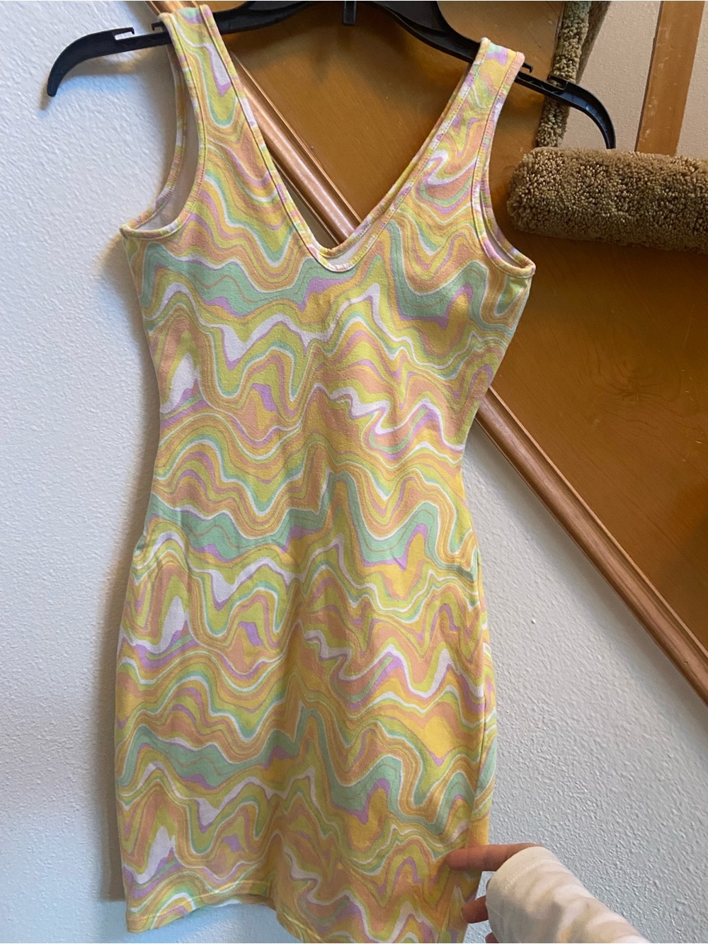Wild Fable Colorful Pastel Hippie Swirly Bodycon Dress great condition size XS
